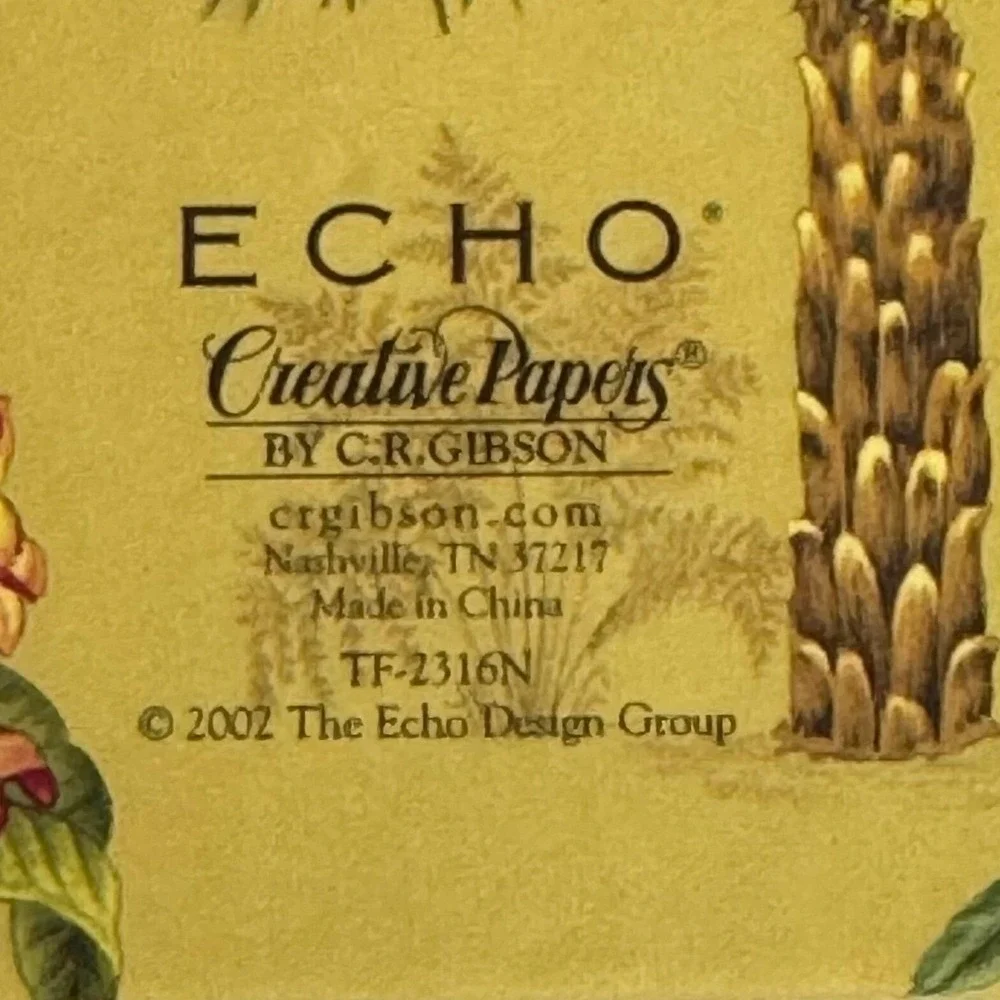 New Echo Creative Paper C.R. Gibson Tropical Palm Tree Folding 3-Photo Frame Y2K